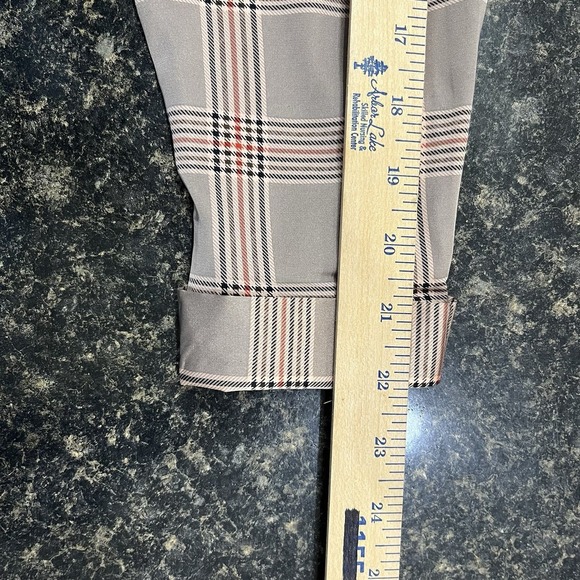 The Limited Polyester Long Sleeve Button Up Women's Plaid Tan Blouse Size L - Picture 9 of 10